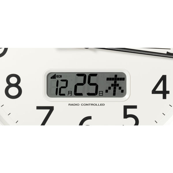 CITIZEN（シチズン）カレンダー・温度付湿度表示付 電波時計 白 直径