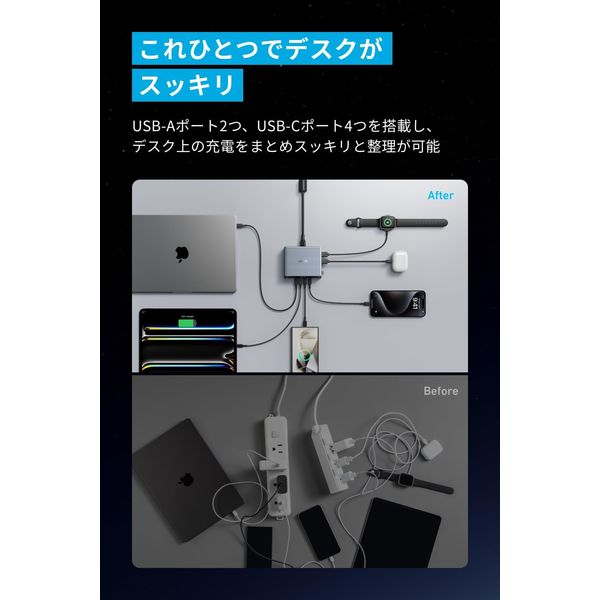 分配器・切替器 Anker Prime Charger (250W, 6 ports, GaN) Anker Prime Charger (250W, 6 Ports, GaN)をレビュー！現時点で