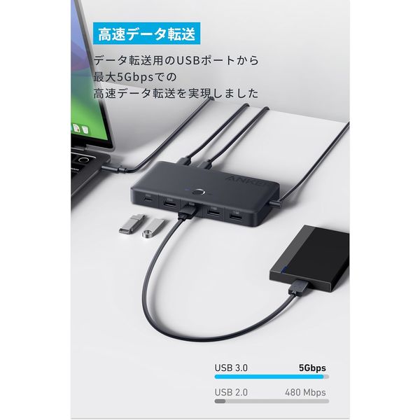 Anker KVMスイッチ ドッキングステーション 100W HDMIx2/φ3.5mm