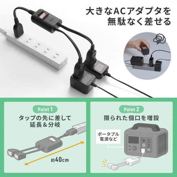 サンワサプライ 一括集中スイッチ付き電源延長コード TAP