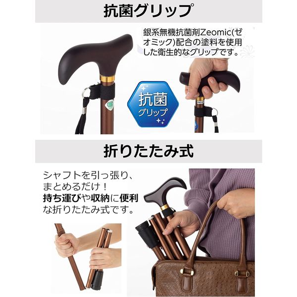 ストリックスデザイン 踏ん張りつえ先ステッキ太め折畳BR抗菌 SB-032 1