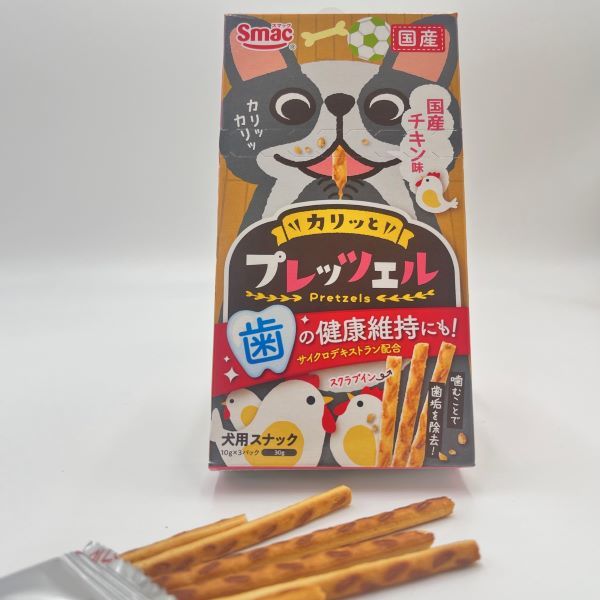 プレッツェル 国産チキン味 歯の健康維持 国産 30g（10g×3パック）1個 スマック 犬用 おやつ - アスクル