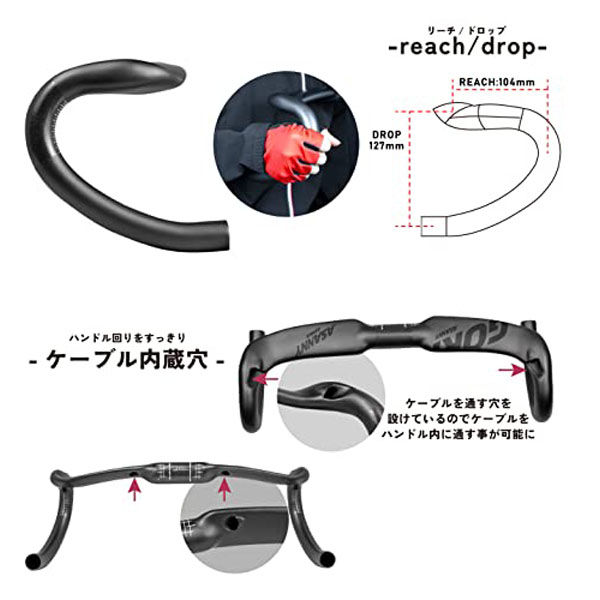【美品】GORIX ASANNY カーボンエアロハンドル 400mm GORIX[ゴリックス] エアロハンドル カーボン 自転車 ドロップ