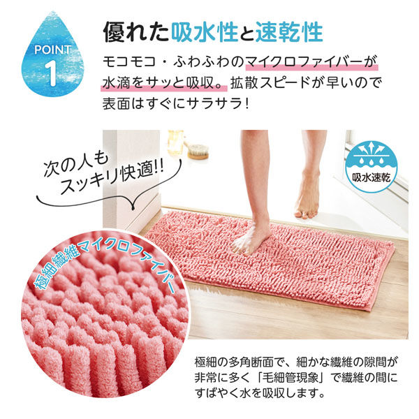 アイメディア マイクロファイバー吸水速乾大判バスマット 50×80 ブルー