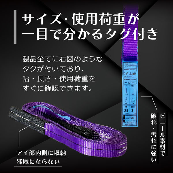 フリーク ベルトスリングE型 使用荷重800kg 幅25mm 長さ1m フリーク ベルトスリングE型 使用荷重800kg 幅25mm 長さ1m