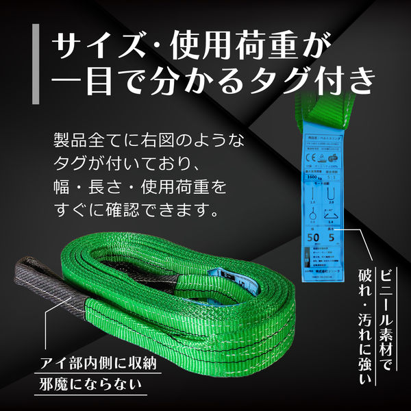 フリーク ベルトスリングE型 使用荷重1600kg 幅50mm 長さ6m