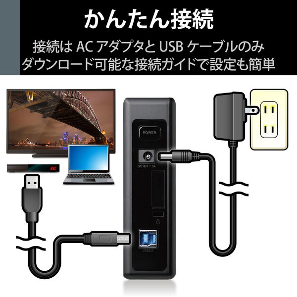 HDD 外付け SeeQVault USB3.2(Gen1) 4TB ブラック ELD-QEN2040UBK エレコム 1個