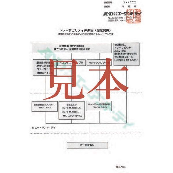 ワイヤレス・マルチチャンネル温湿度計(子機)　一般(ISO)校正付　AD5663-01-00A00　1台 エー・アンド・デイ（直送品）