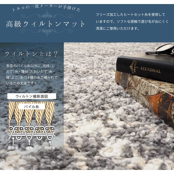 萩原 トルコ製 ウィルトンラグ QUEEN 800×1500mm ブロック