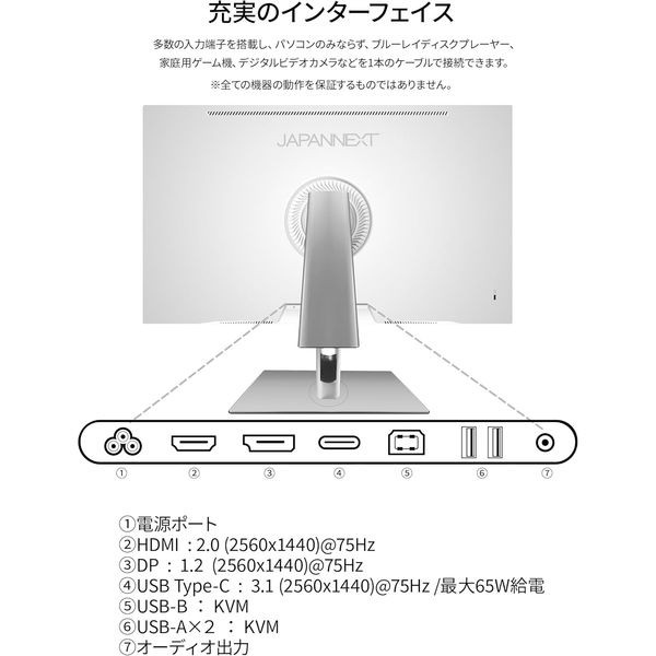 ジャパンネクスト 27インチ ワイド液晶ディスプレイ(2560x1440