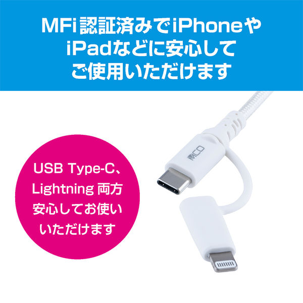ナカバヤシ Lightning変換アダプタ付 TypeーCPDケーブル 0.15m