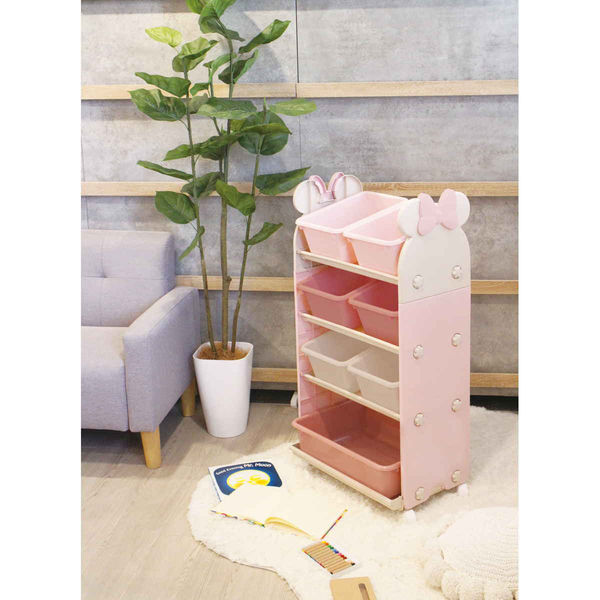 錦化成 おもちゃ収納ラック 4段 ミッキーマウス ミニーマウス トール