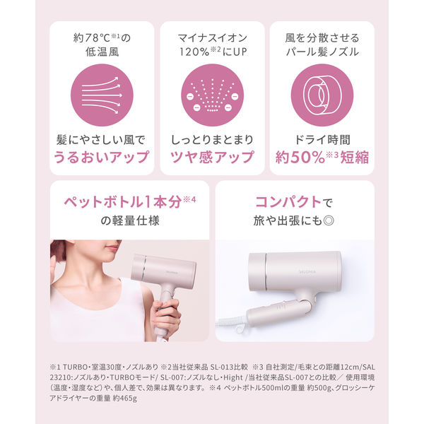 SALONIA（サロニア） グロッシーケアドライヤー ピンク I-ne - アスクル