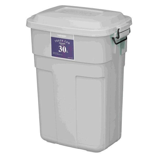岩崎工業 ゴミ箱 ロック付き 30L プラスチック ブルーグレー