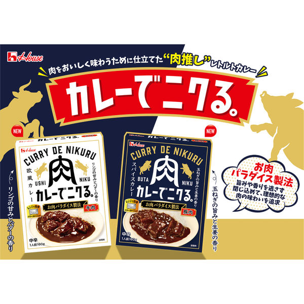 ハウス食品 カレーでニクる。豚肉 中辛 スパイスカレー 160g 1