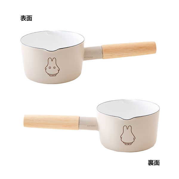 富士ホーロー ミルクパン 琺瑯 12cm IH グレージュ ミッフィーパステル