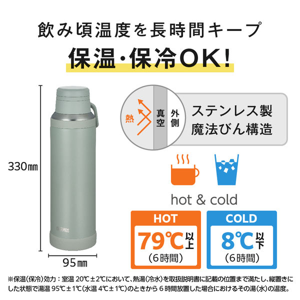 サーモス 水筒 1.5L アッシュグリーン JOYー1500 ASG 1個 - アスクル