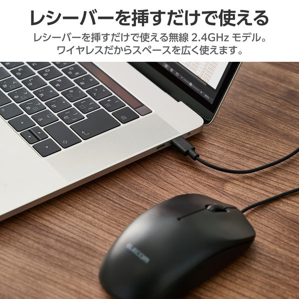 マウス 有線マウス USB-C接続 光学式 3ボタン Lサイズ 簡易包装