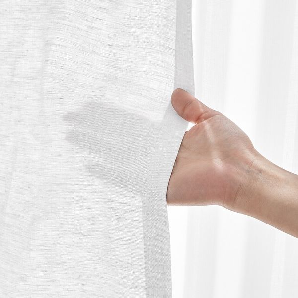 無印良品 麻平織ノンプリーツカーテン 幅100×丈105cm用 オフ白