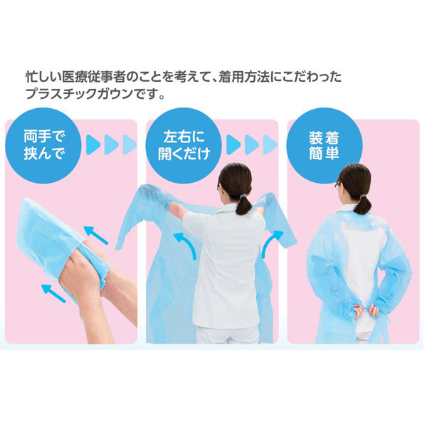 サラヤ サラヤプラスチックガウンライト 親指フック式 袖付き