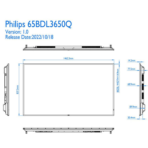 フィリップス 65インチ 4K液晶大型モニター 400cd 18時間連続稼働可能