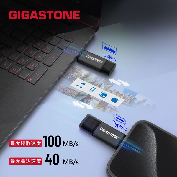 送料無料 Git2 GIGASTONE USBメモリ 64GB USB3.2 2in1 OTG GJU3-AC44GY-64GB