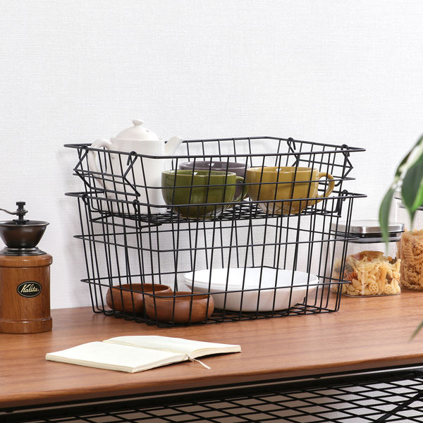 不二貿易 ワイヤーバスケット スタック B 14227 1個 - アスクル