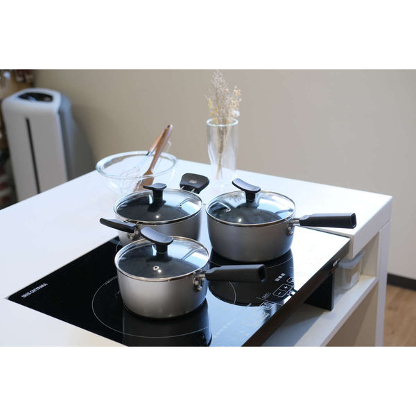 パール金属 片手鍋 16cm IH対応 チーノ フッ素加工 ガラス蓋付き