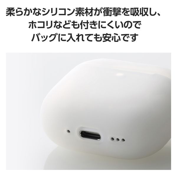 AirPods シリコンカバー ブラック 水洗い可能 リング付き スムース AirPods 4 ケース 用 シリコン カバー 衝撃吸収 落下防止 グレー