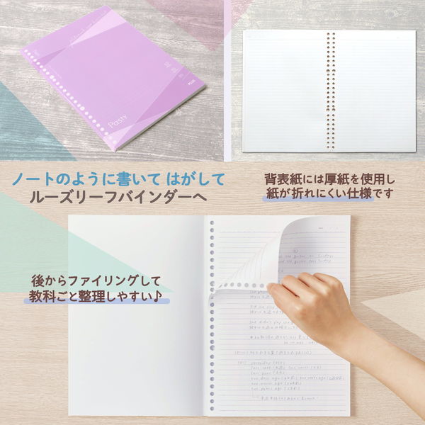 プラス ノート パスティ ノート型ルーズリーフ B5 ドット入り