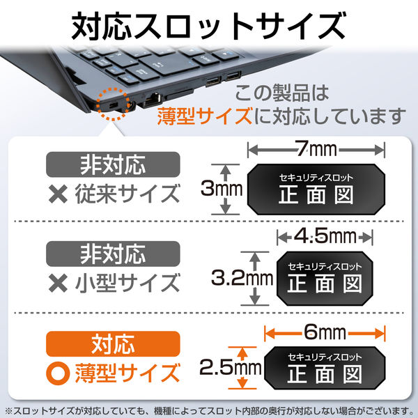 エレコム セキュリティワイヤー/シリンダー錠/NanoSaver(2.5×6 ESL-702