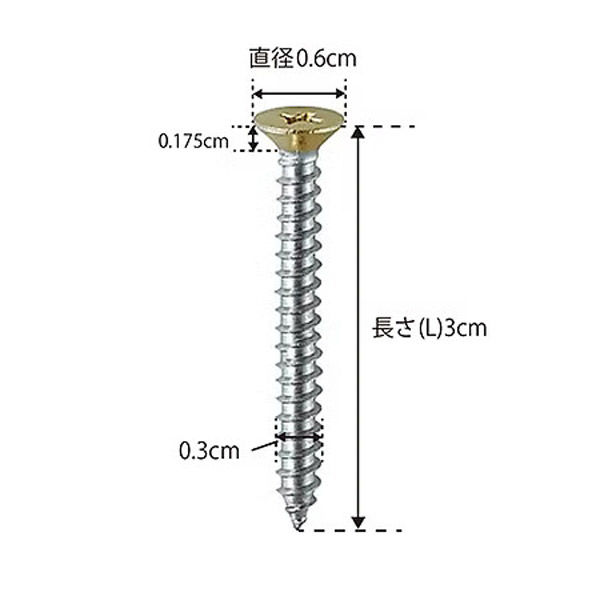 ポッシュリビング 皿頭ねじ アンティークゴールド φ0.6cm×L3cm 64004 1
