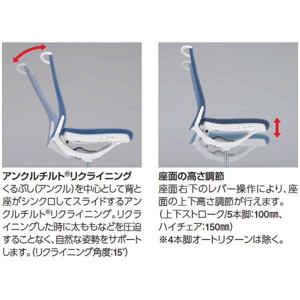 オカムラ モード オフィスチェア ミドルバック メッシュタイプ 肘なし プレーンメッシュ ブラック/イエロー CA11BR FKB9 1脚（直送品）  - アスクル