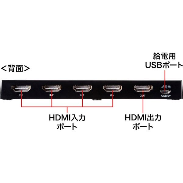 サンワサプライ HDMI切替器 4入力・1出力 4K HDR HDCP2.2対応 SW-HDR41L 1個