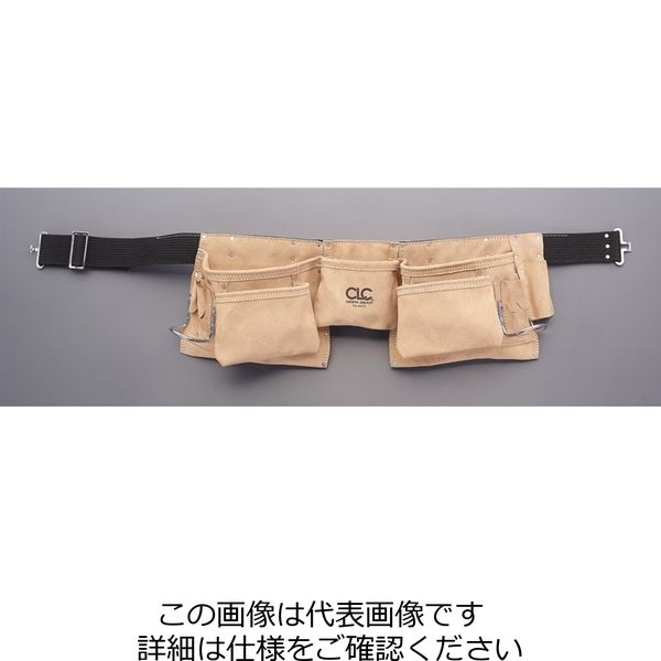 エスコ [12ポケット] ダブルツールポーチ(革製・ベルト付) EA925CA-27 
