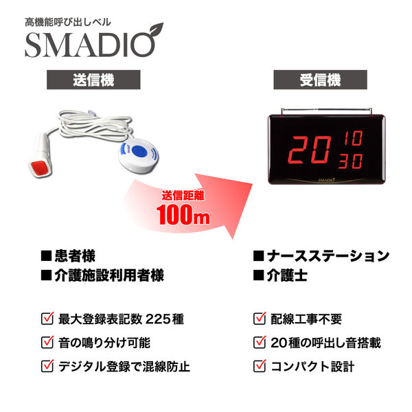 業務用呼び出しベル】スマジオ 10台セット(ナースコールタイプ 業務用呼び出しベル】スマジオ 10台セット(ナースコールタイプ