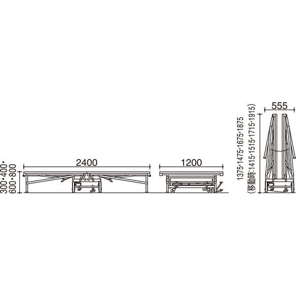 【設置込】コクヨ 18シリーズ 簡易ステージ ステイダンパー付き 幅2400×奥行1200×高さ300mm KF-13N5 1台（直送品）