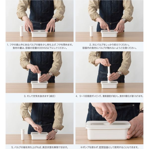 富士ホーロー 真空ほうろう容器 ヴィード 浅型容器L＆ポンプ VD-LP.W 2