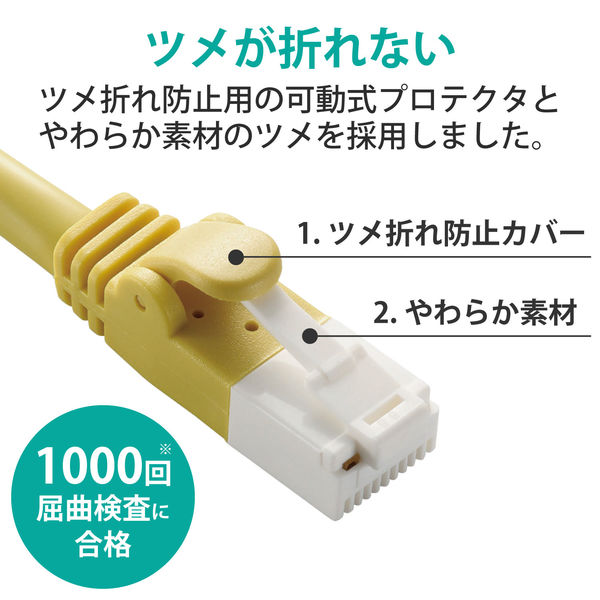 LANケーブル 15m cat6 爪折れ防止 ギガビット より線 イエロー LD-GPT