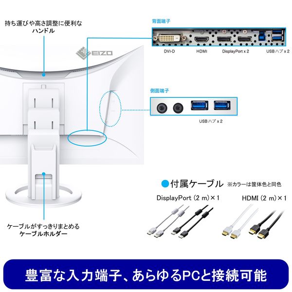 EIZO 27インチカラー液晶モニター EV2760-WT 1台 - アスクル