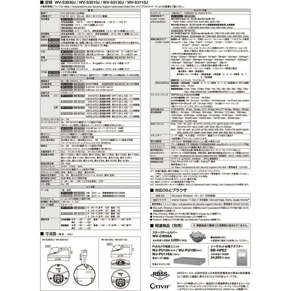 パナソニック 屋内ＨＤドームＮＷカメラ WV-S3110J 1個（直送品）