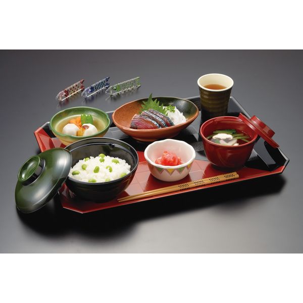 三信化工 ABSトレイ 長方形 黒桝朱 Q-3-KMS 1枚（直送品