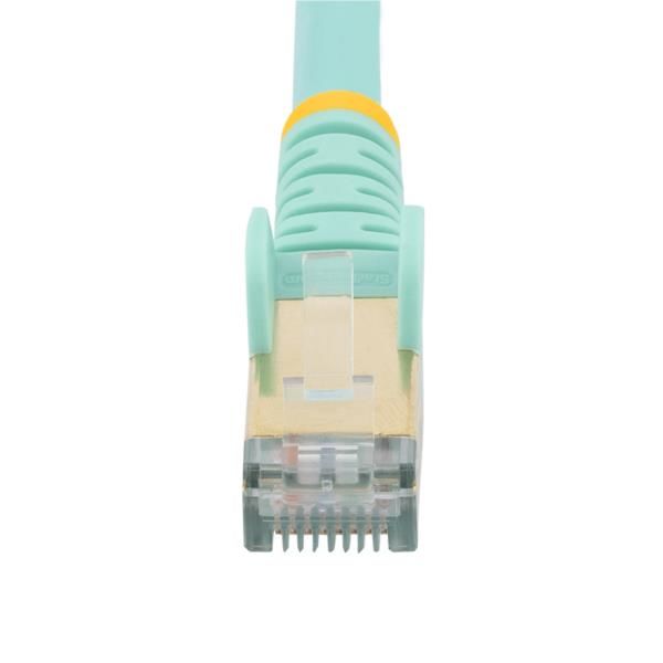 カテゴリ6A対応LANケーブル 2m/アクア Cat6A STP(シールドツイストペア)ケーブル 爪折れ防止カバー付き 6ASPAT2MAQ -  アスクル