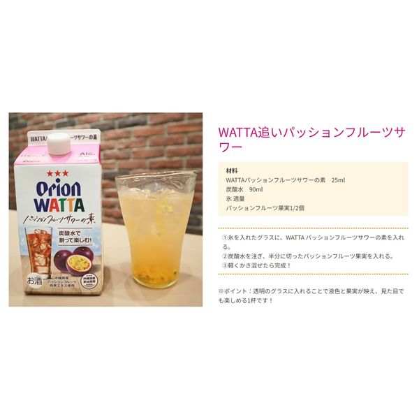 WATTA（ワッタ） パッションフルーツ サワーの素 パック 900ml 1本