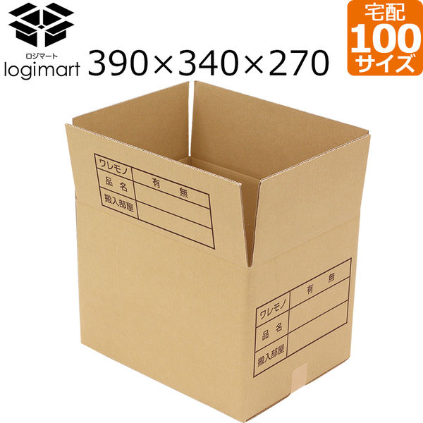 100サイズ】引っ越しダンボール 390×340×270mm NO.332 1セット（100枚：10枚×10）logimart - アスクル