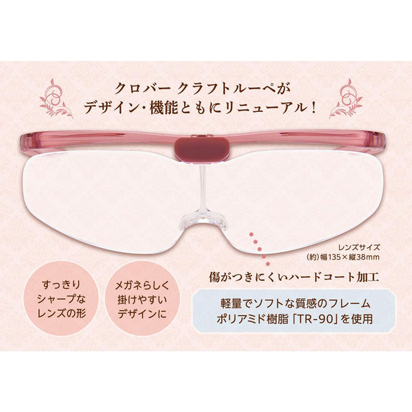 送料無料未開封新品 クロバークラフトルーペ1.6倍＆2.0倍〈スモーキーピンク〉 クロバー Clover クラフトルーペ <1.6倍&2.0倍> スモーキー