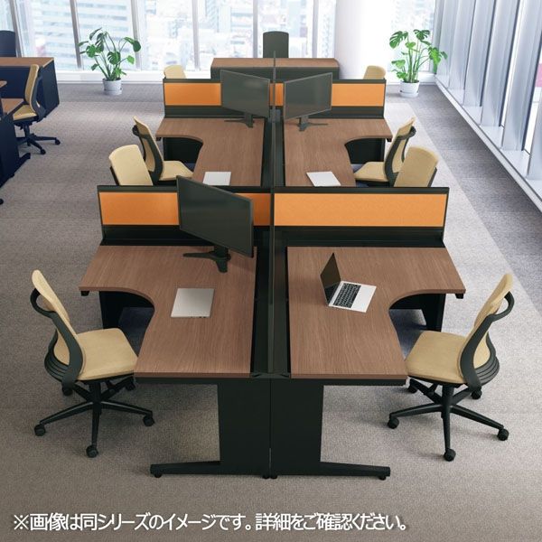 組立設置込】プラス US-W L型平机 ミディアムウッド×ホワイト UR 