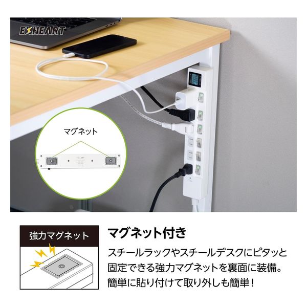 ハート電機サービス ワットメーター付きタップ 4個口 ETA-WM420