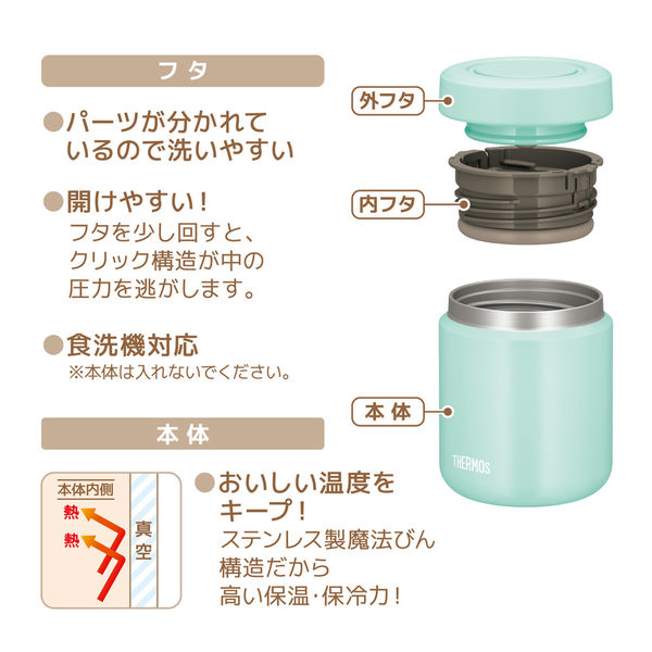 サーモス（THERMOS） 真空断熱スープジャー 300ml ミント JBR-301 MNT 1個 - アスクル