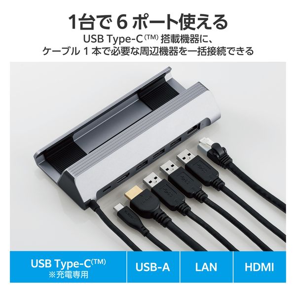 USB Type C ドッキングステーション ドック 6-in-1 PD 85W出力